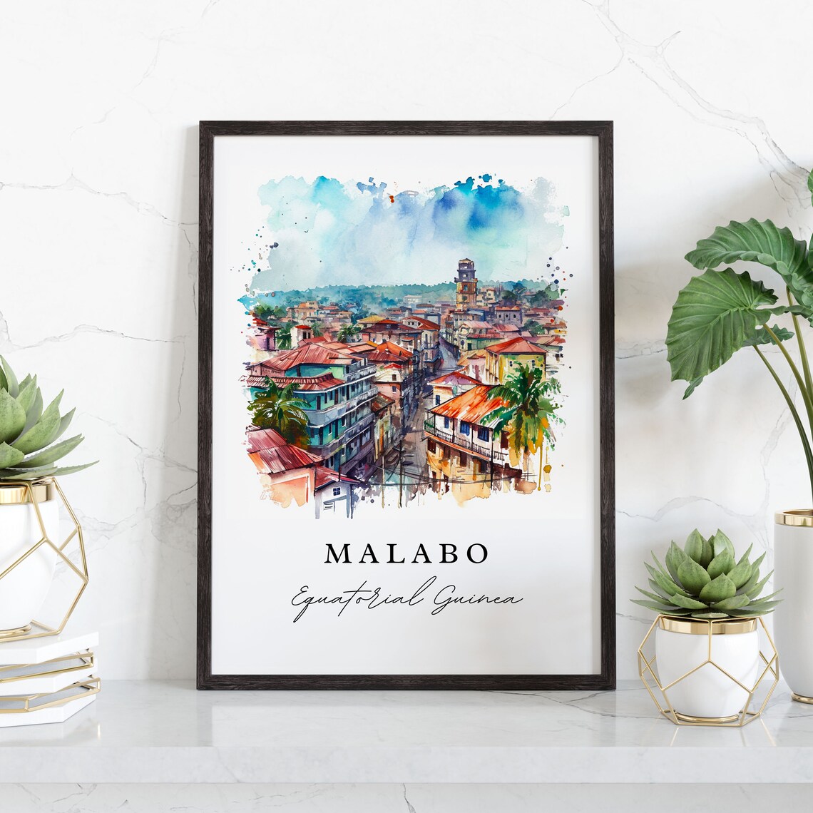 Malabo Equatorial Guinea Custom Text Travel Poster - Image 3