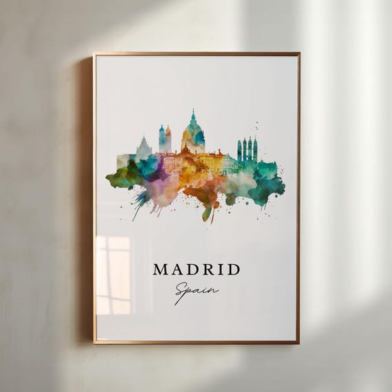 Madrid, Spain Skyline Travel Poster Art Print