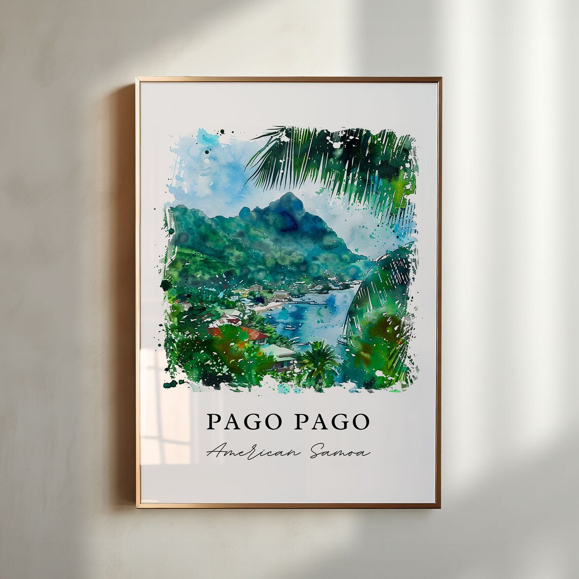 Pago Pago American Samoa Watercolor Harbor Island Travel Poster