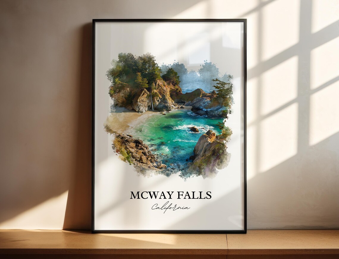 McWay Falls California Stunning Big Sur Coastal Waterfall Art Poster