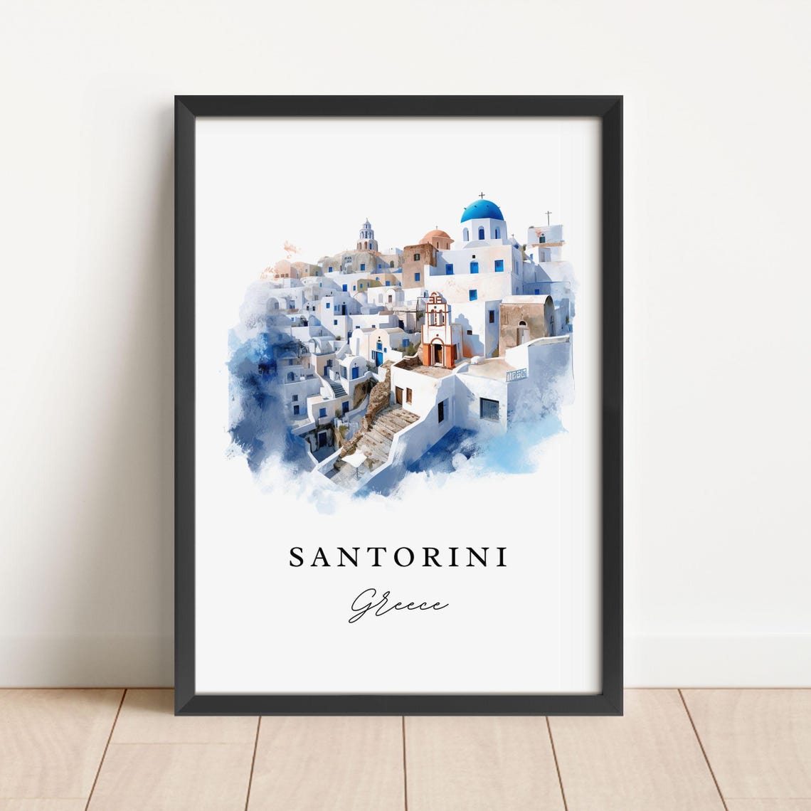 Santorini Greece Travel Poster, Custom Text