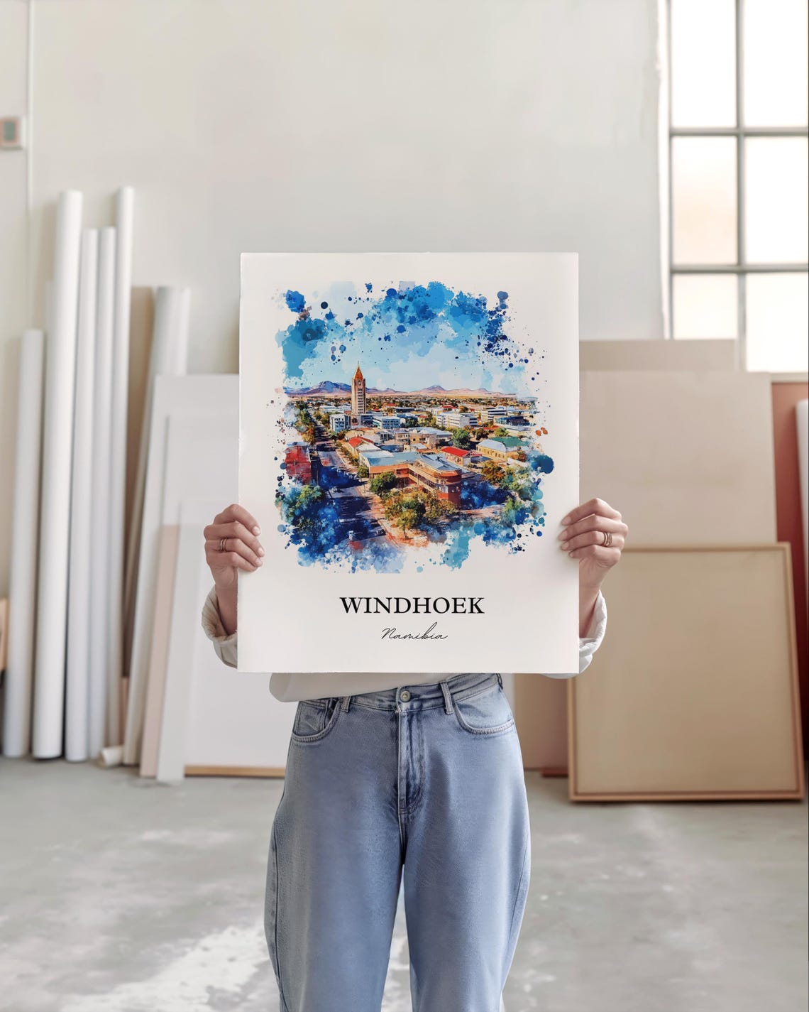 Windhoek Wall Art Namibia Print Watercolor Gift Travel Poster Housewarming - Image 5