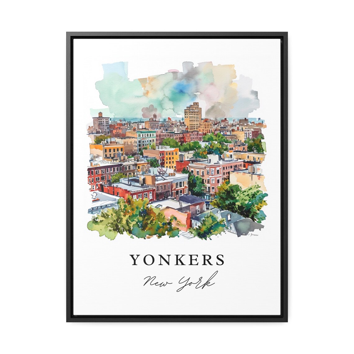 Yonkers New York City Brick Rooftops Watercolor Travel Poster - Image 2