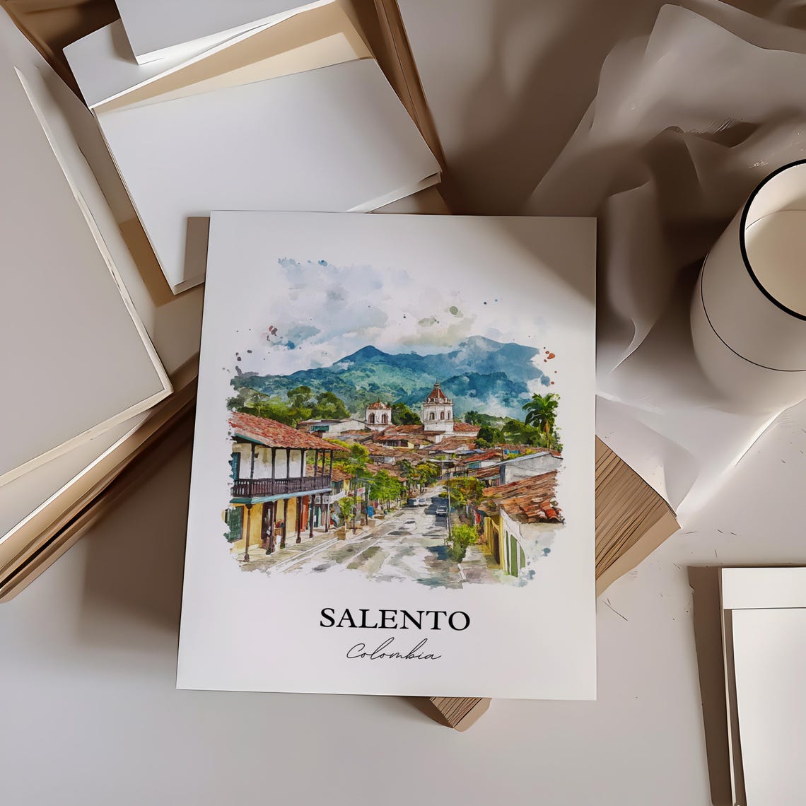 Salento Colombia Wall Art Bogot Print Watercolor Gift Travel Poster Housewarming - Image 2