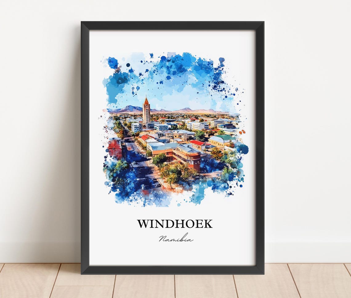 Windhoek Wall Art Namibia Print Watercolor Gift Travel Poster Housewarming - Image 3
