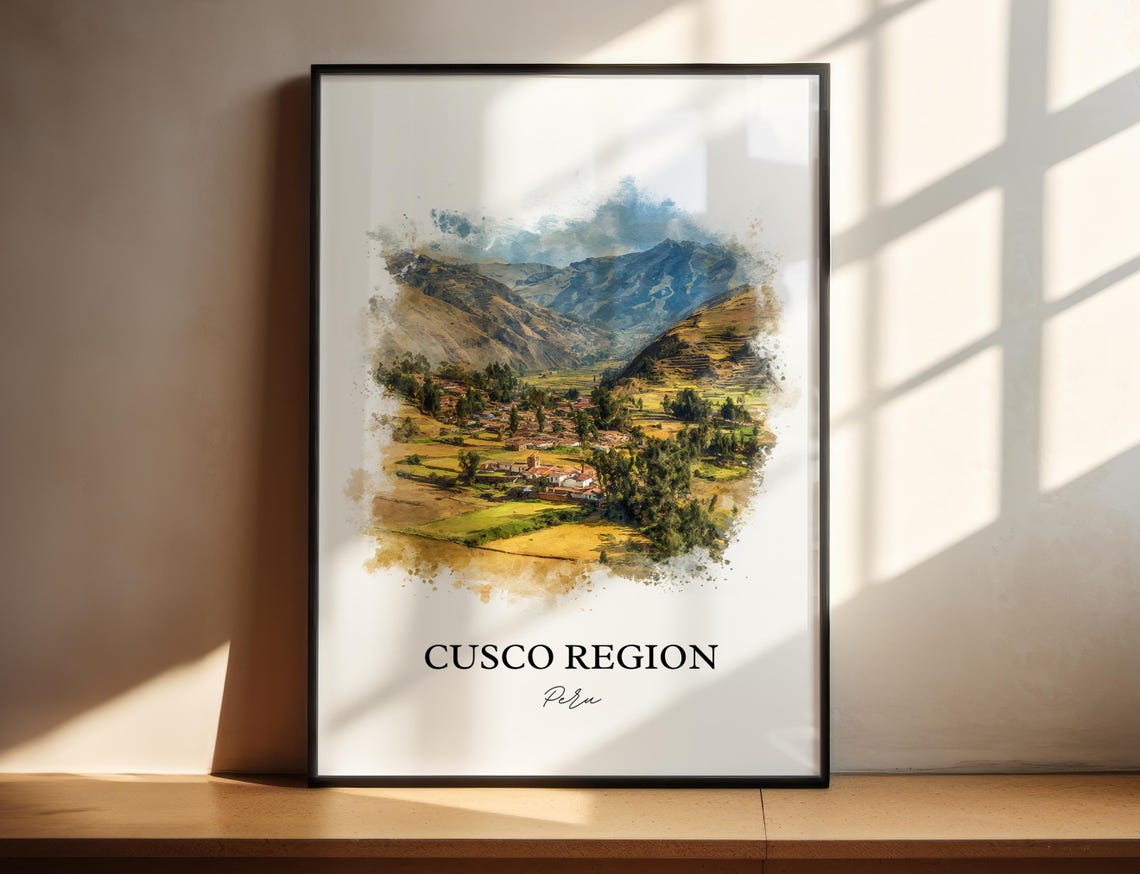 Cusco Region Peru Vibrant Watercolor Andean Valley Travel Poster