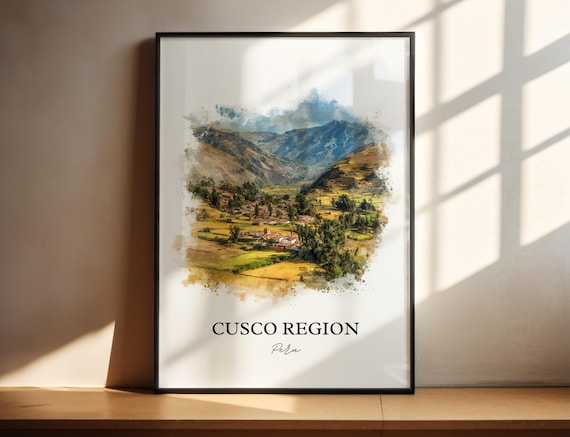 Cusco Region Peru Vibrant Watercolor Andean Valley Travel Poster