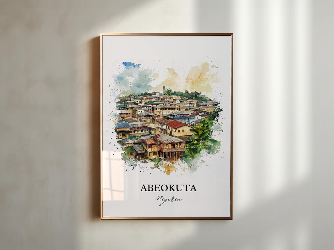 Abeokuta Nigeria Watercolor Hillside Town African Travel Poster - Image 6