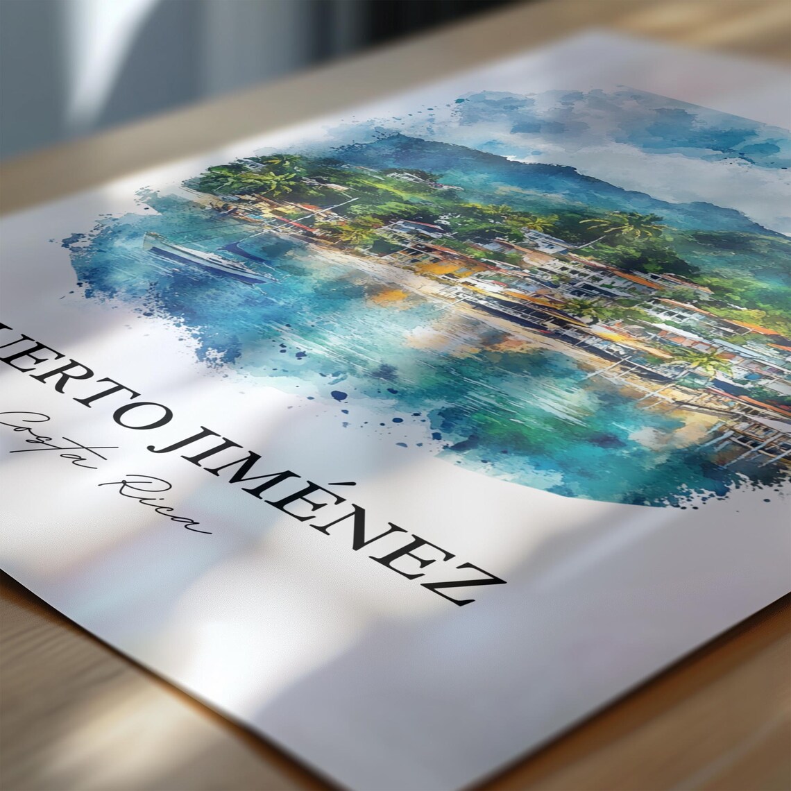 Puerto Jiménez Costa Rica Harbor Boats Watercolor Travel Poster - Image 6