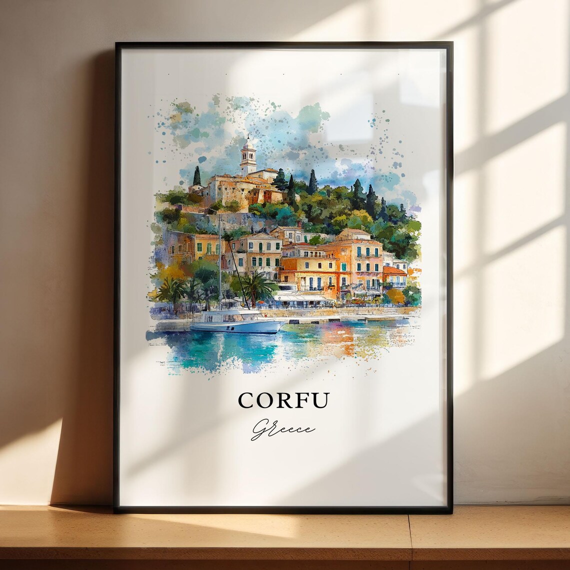 Corfu Island Watercolor Travel Poster, Greece - Image 4