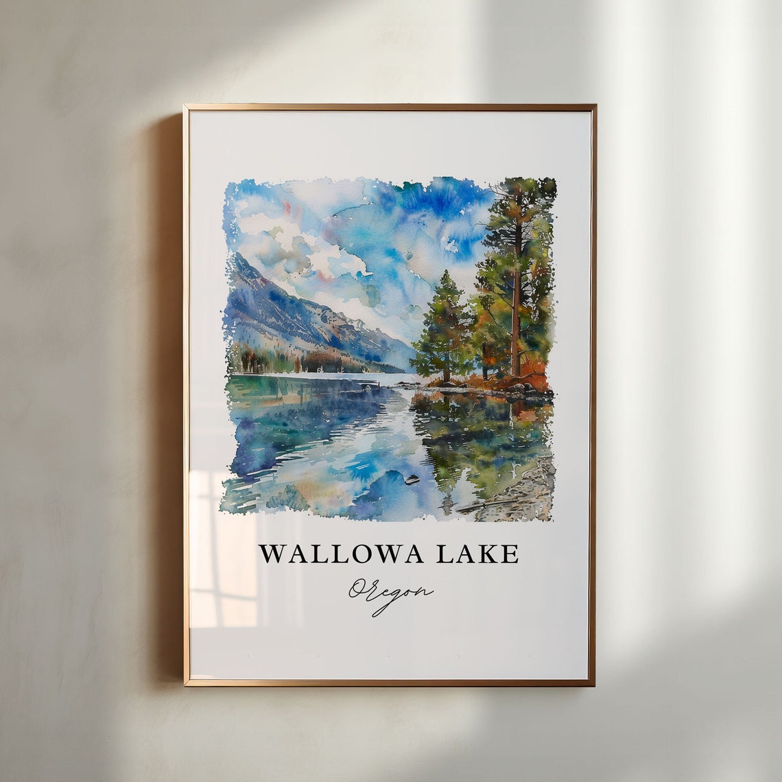 Wallowa Lake Or Wall Art Wallowa Lake Print Wallowa Lake Watercolor Joseph Oregon Gift Travel Print Travel Poster Housewarming Gift