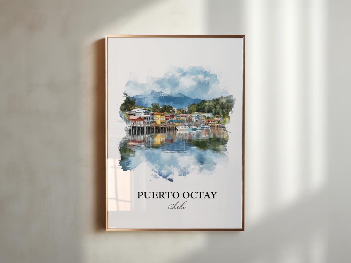 Puerto Octay Wall Art Llanquihue Lake Print Chile Watercolor Gift Travel Poster Housewarming - Image 5