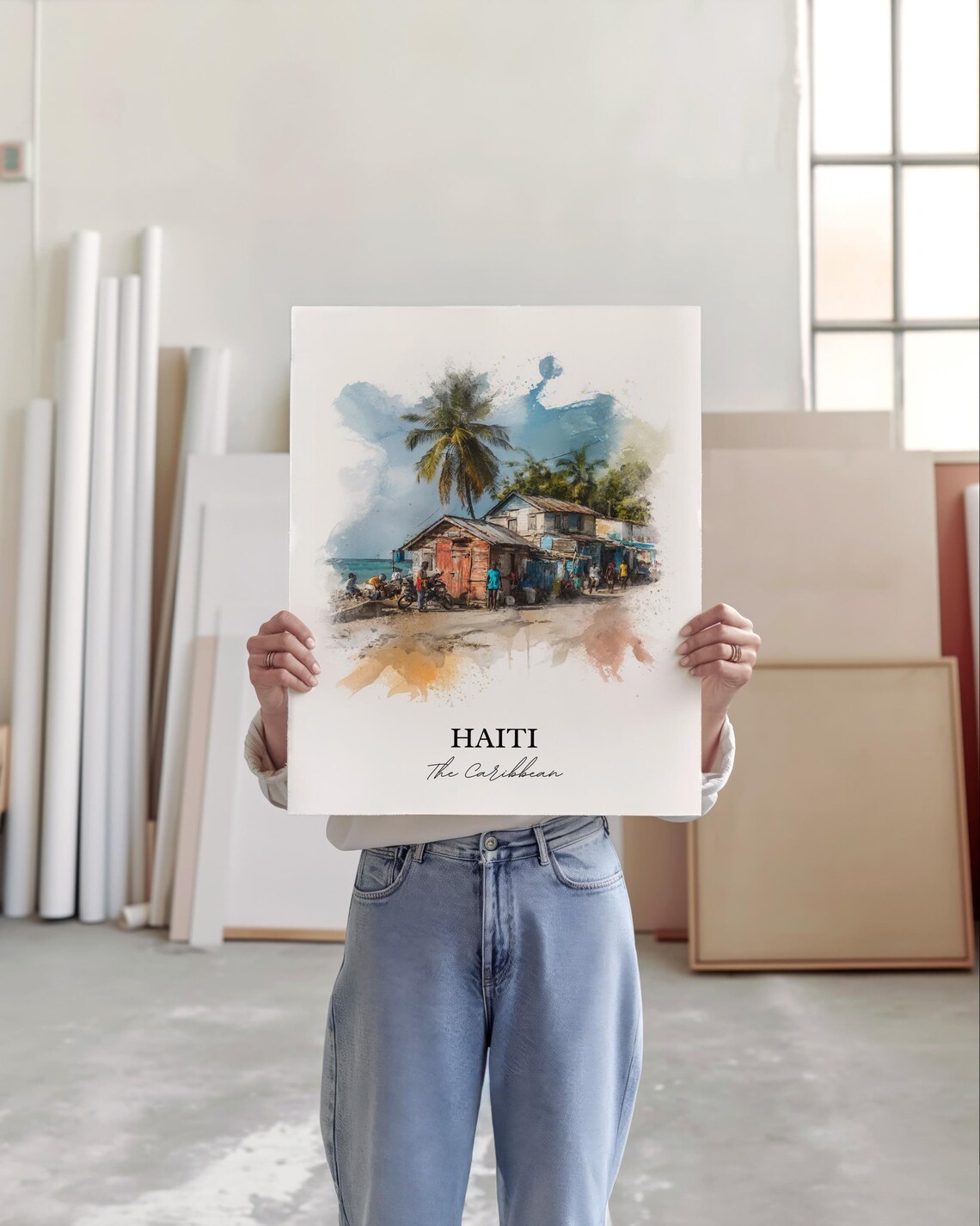 Haiti Watercolor Caribbean Islands Travel Poster - Image 4