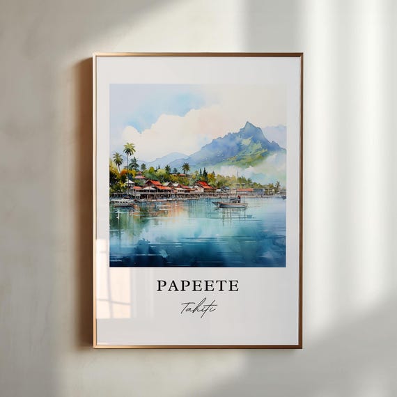 Papeete French Polynesia Travel Poster, Tahiti
