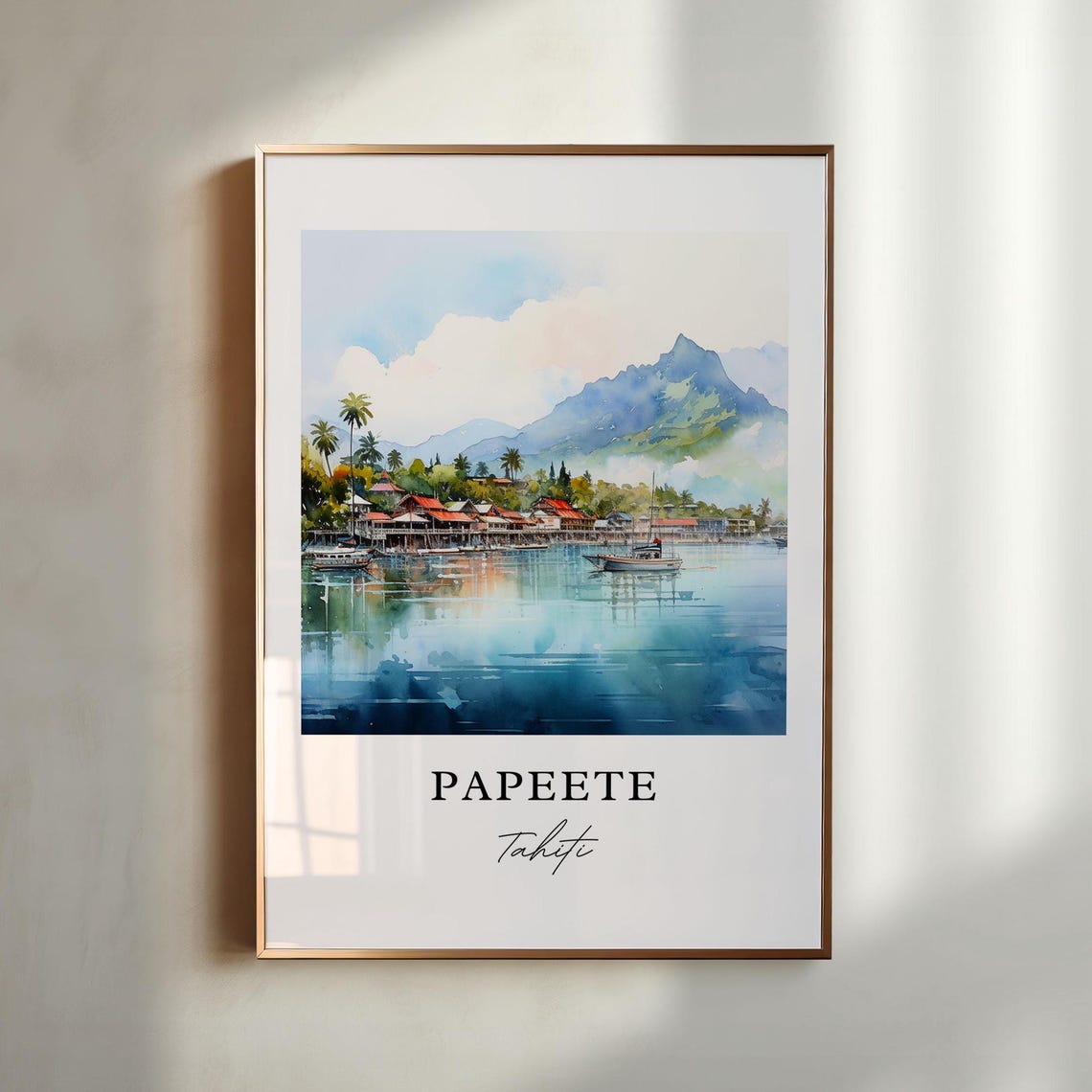Papeete French Polynesia Travel Poster, Tahiti