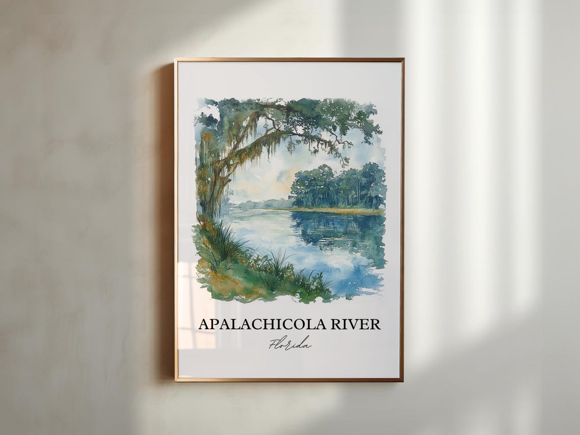 Apalachicola River Florida Mossy Oaks Watercolor River Poster - Image 5