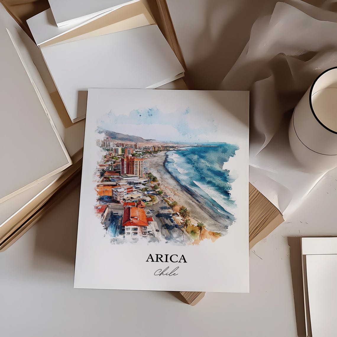 Arica Chile Wall Art Northern Print Watercolor Gift Travel Poster Housewarming - Image 6
