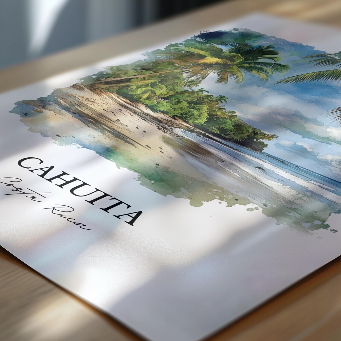 Cahuita Costa Rica Beach Palm Trees Watercolor Travel Poster - Image 6