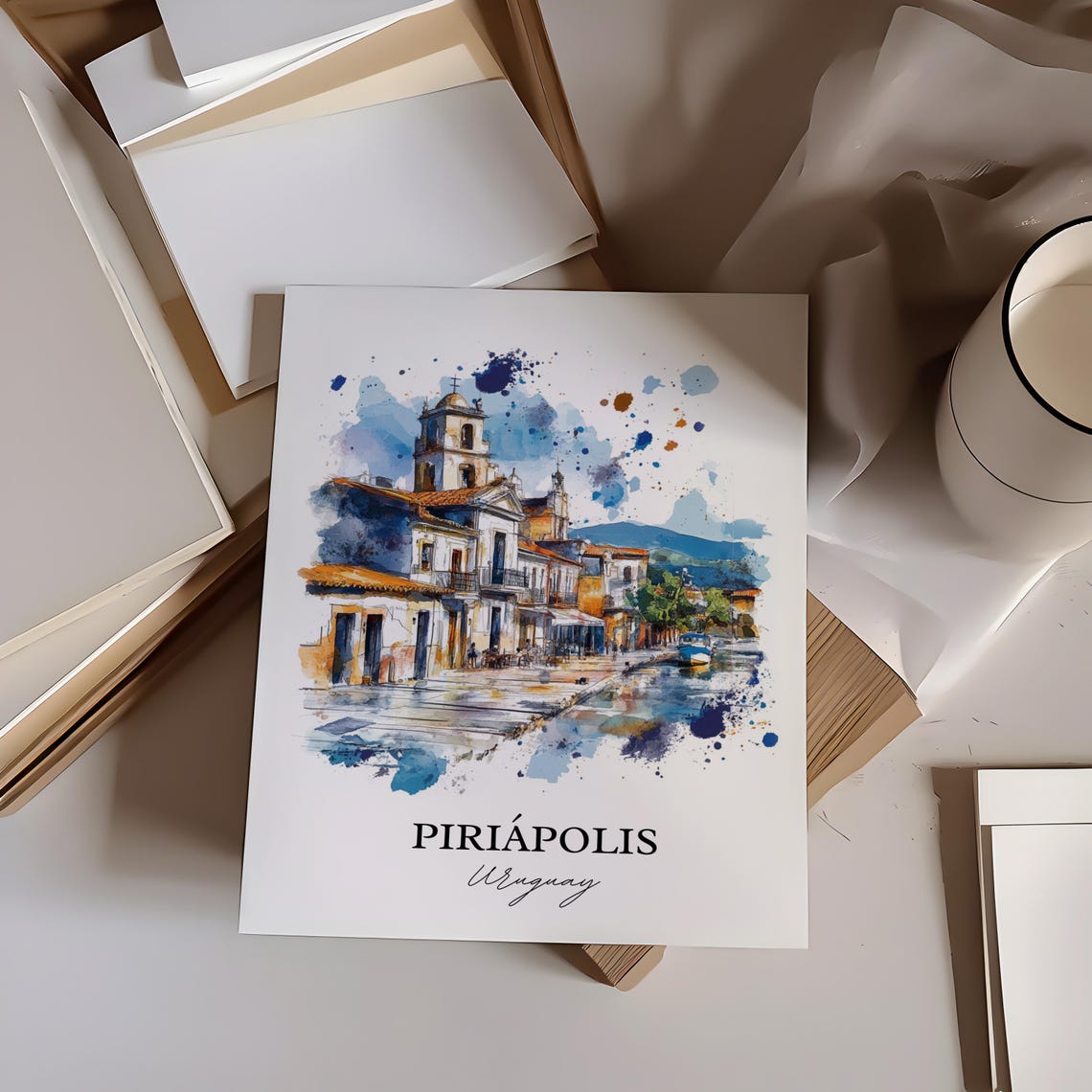 Piripolis Wall Art Uruguay Print Watercolor Gift Travel Poster Housewarming - Image 4
