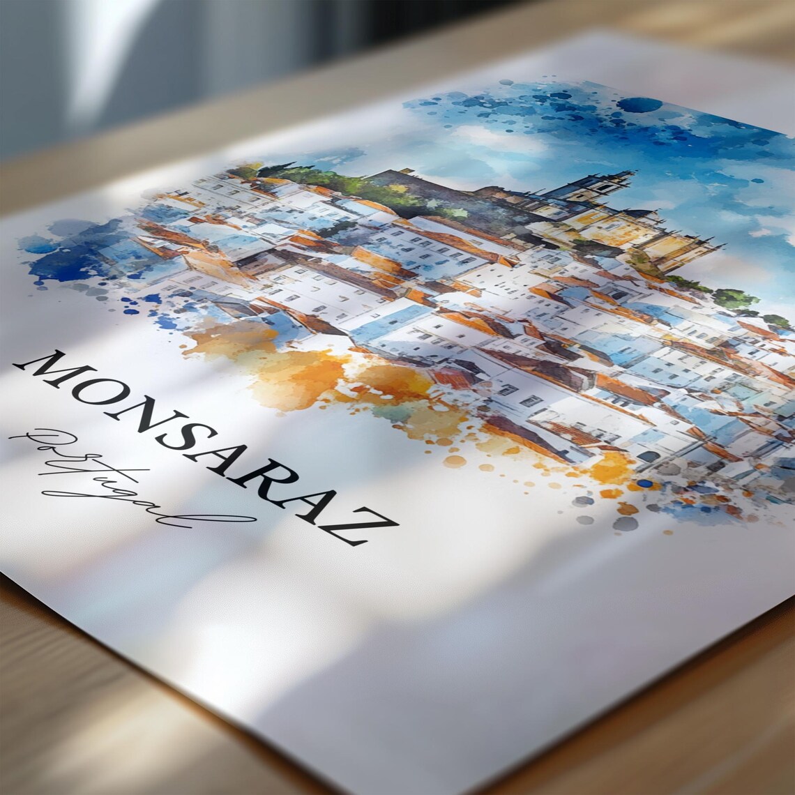 Monsaraz Portugal Alentejo Hilltop Village Watercolor Poster - Image 6