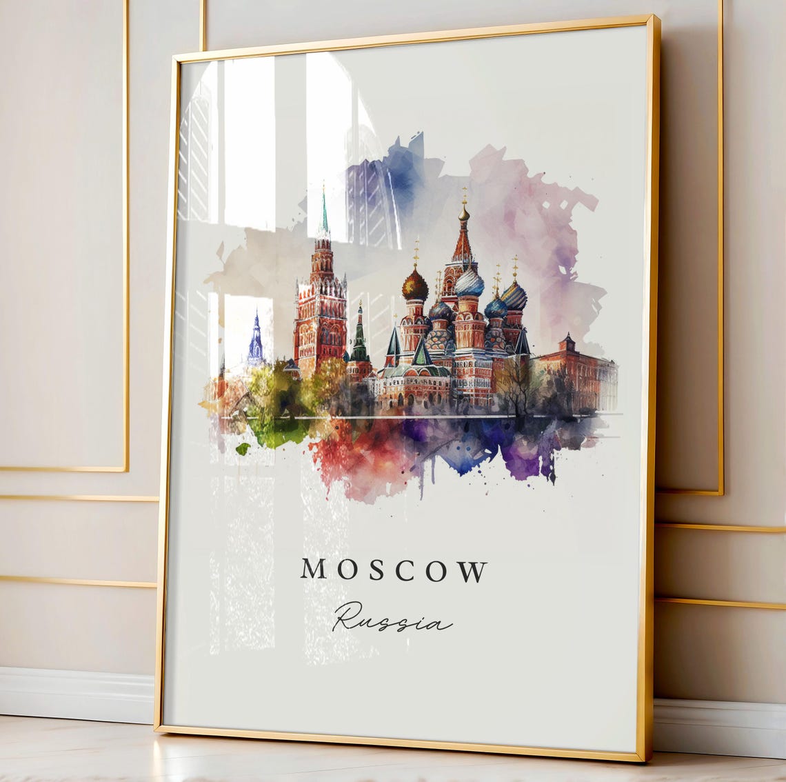 Moscow Russia Watercolor Travel Poster, The Kremlin - Image 4