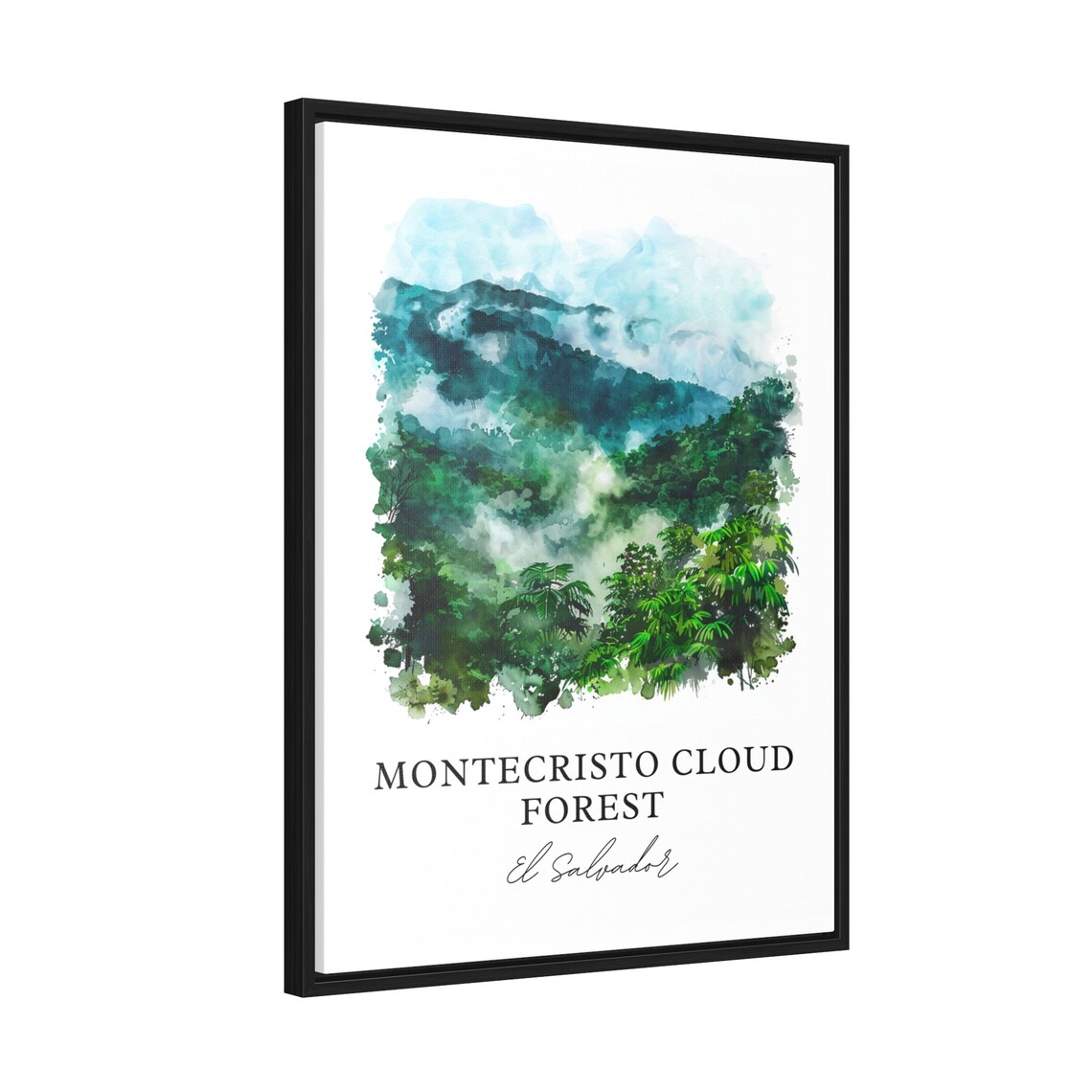 Montecristo Cloud Forest El Salvador Misty Watercolor Landscape Poster - Image 2