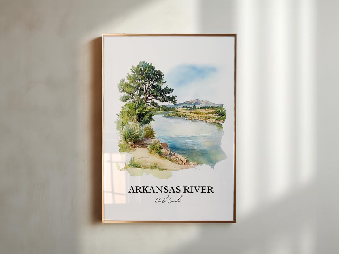 Arkansas River Colorado Rocky Bend Mountain Watercolor Poster - Image 5