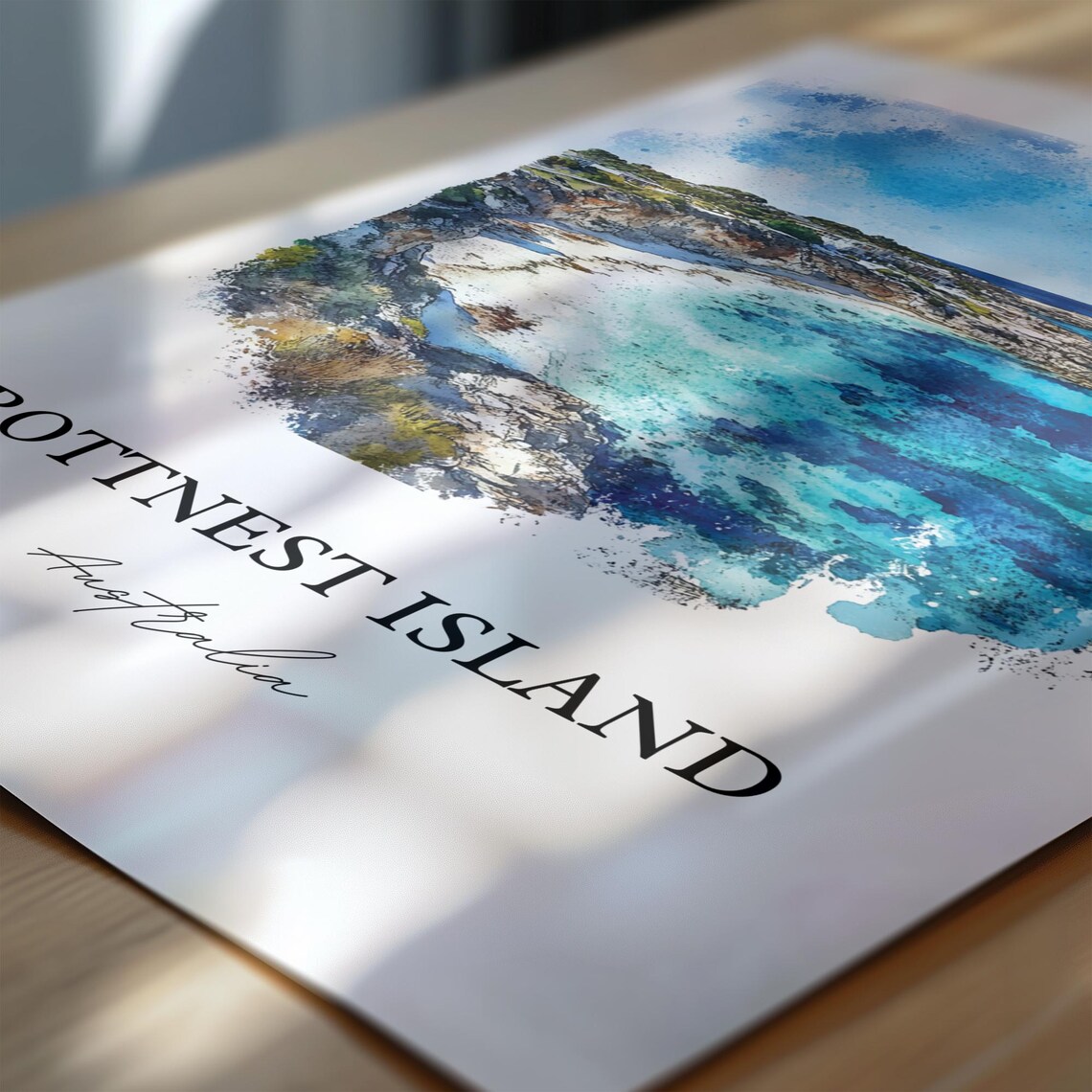 Rottnest Island Australia Coral Cove Cliffs Watercolor Poster - Image 6