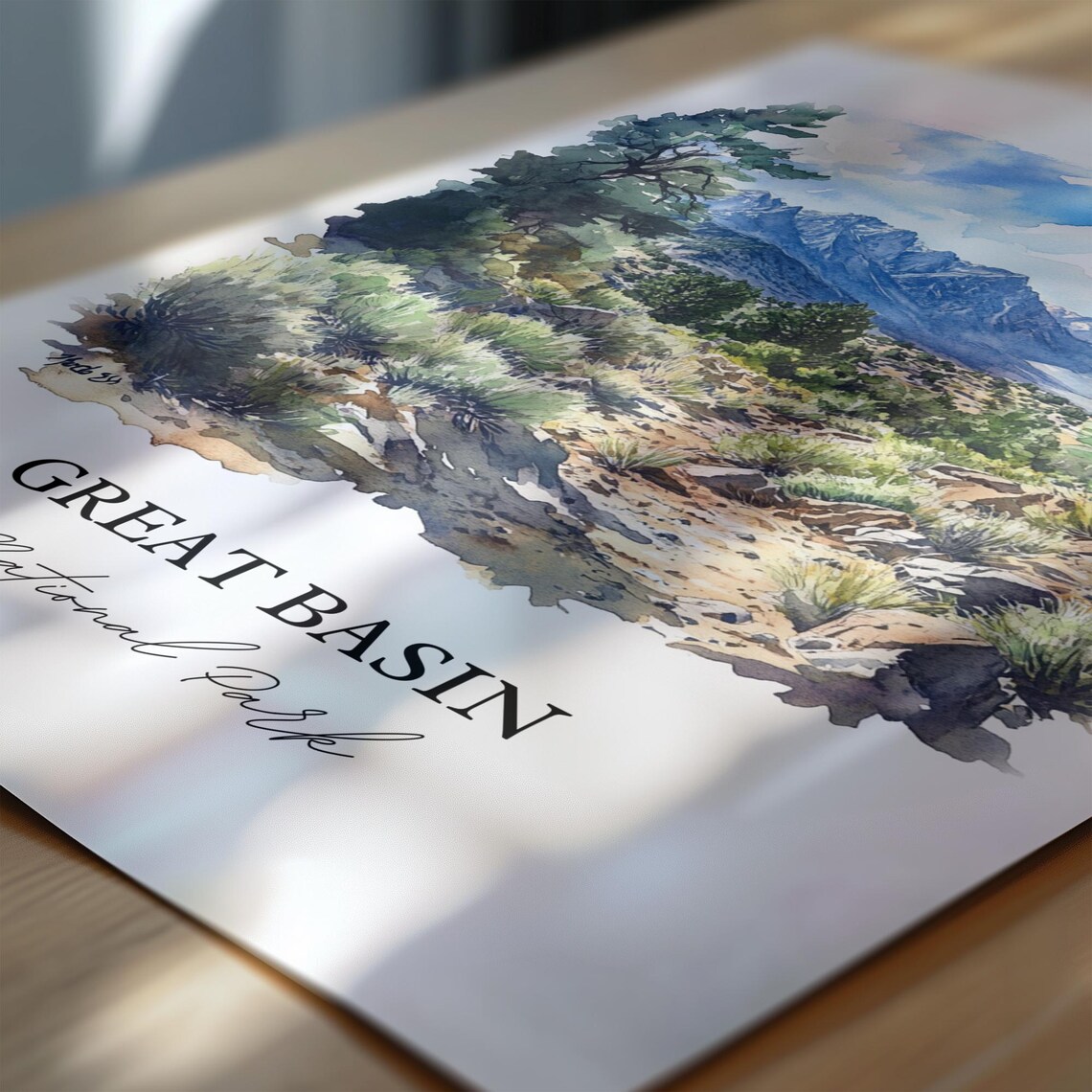 Great Basin National Park Nevada Watercolor Alpine Peak Juniper Scene Poster - Image 6