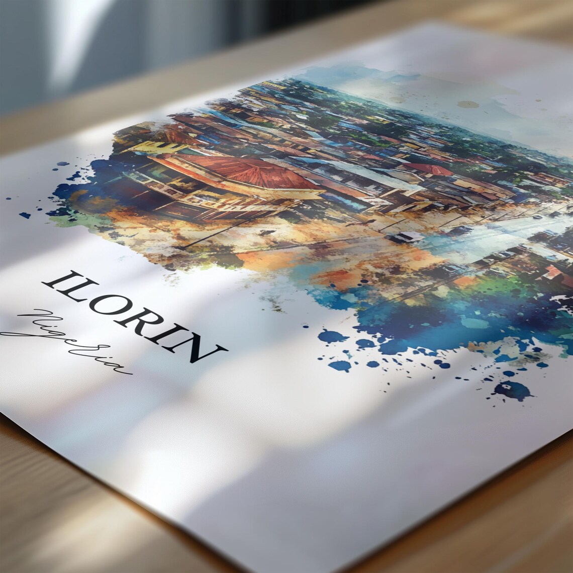 Ilorin Nigeria Watercolor Cityscape African Street Art Poster - Image 7