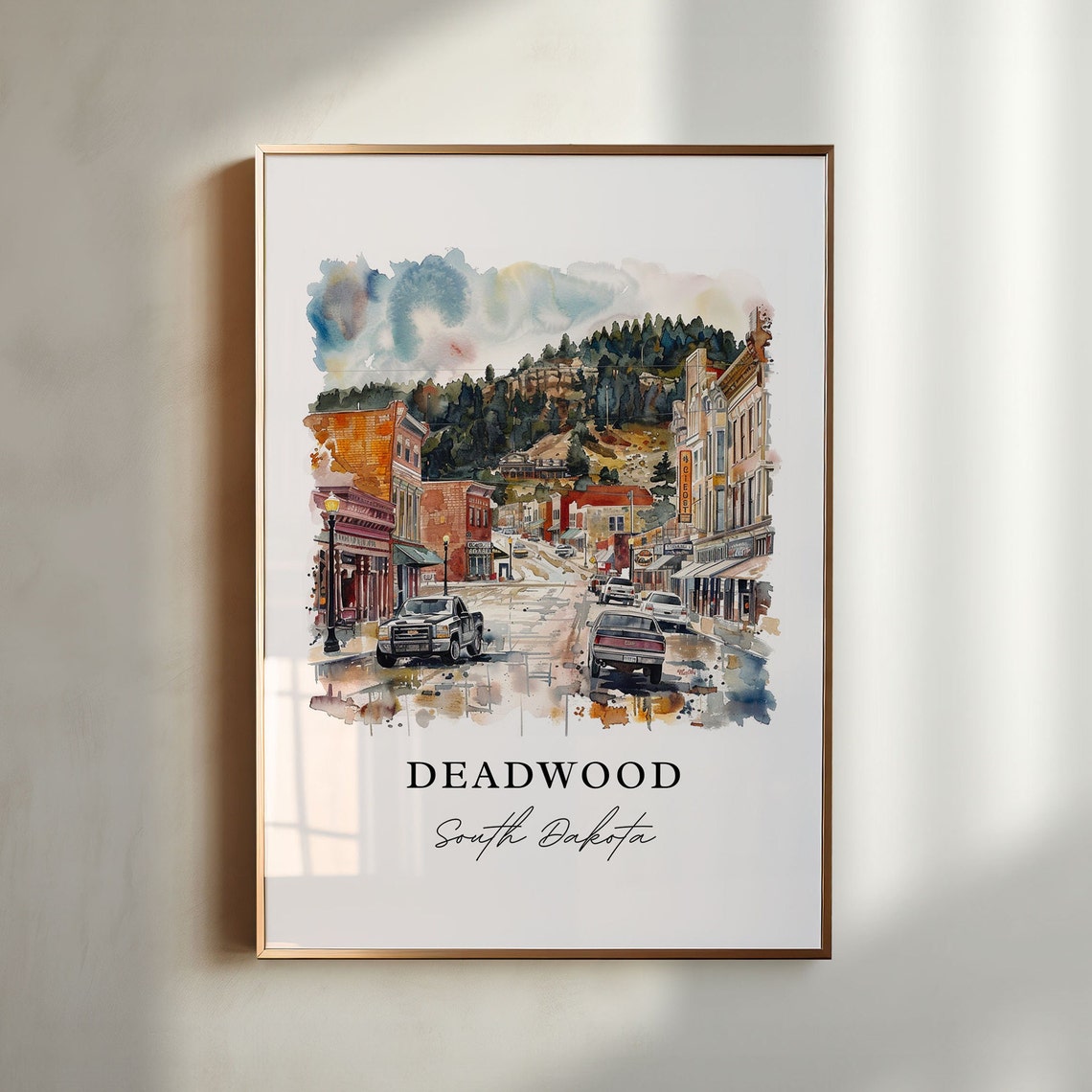 Deadwood South Dakota Wall Art Deadwood Sd Print Deadwood Watercolor Deadwood Sd Gift Travel Print Travel Poster Housewarming Gift