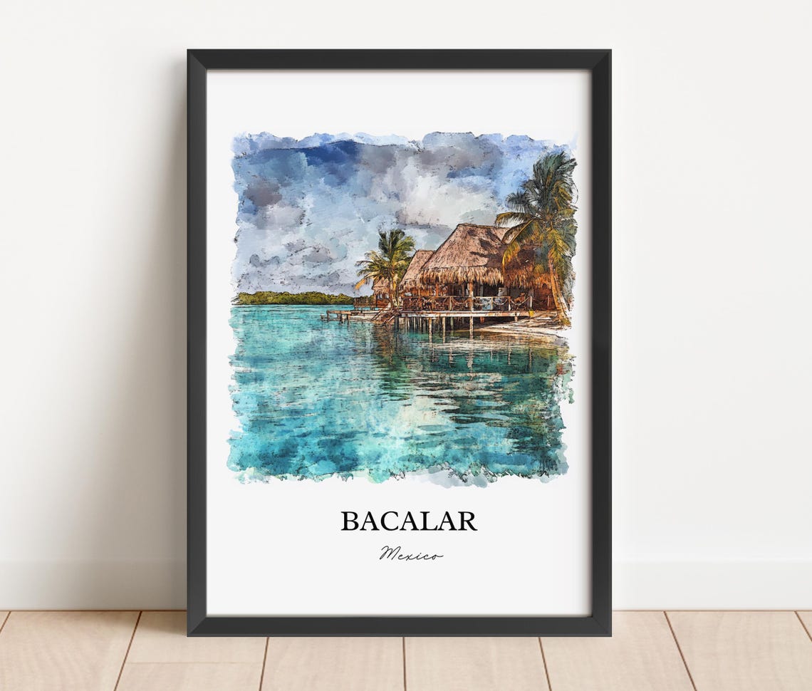 Bacalar Mexico Wall Art Lake Print Watercolor Gift Travel Poster Housewarming - Image 4