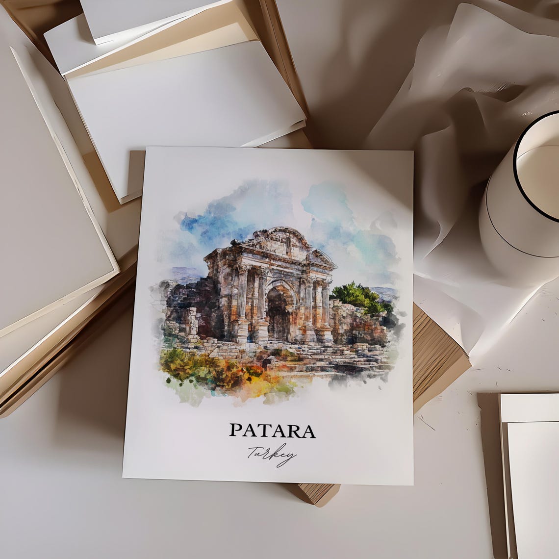 Patara Turkey Watercolor Ancient Stone Arch Ruins Travel Poster - Image 6