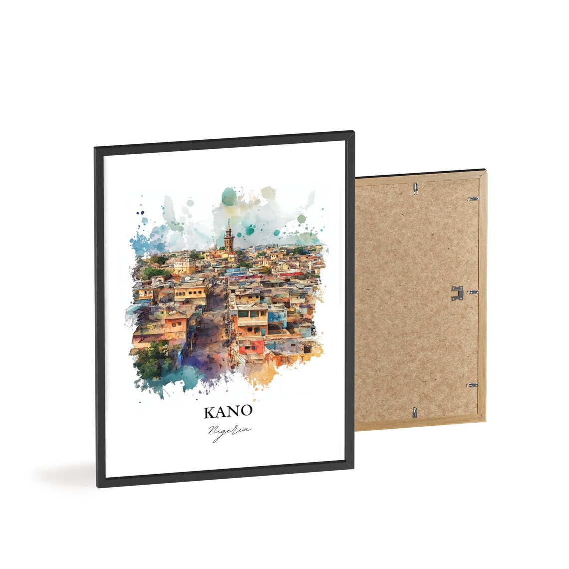 Kano Nigeria Ancient City Watercolor Aerial View Travel Art Poster - Image 2