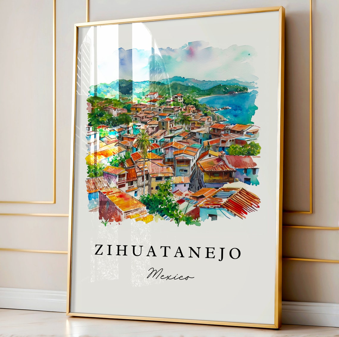 Zihuatanejo Mexico Travel Poster, Custom Text - Image 4