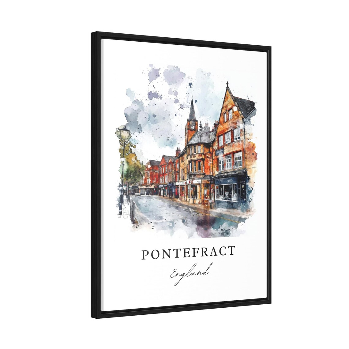 Pontefract England Historic Brick Town Street Watercolor Poster - Image 2