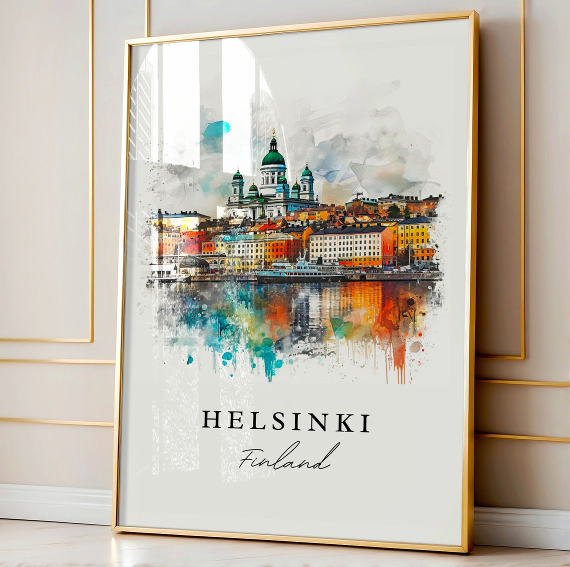 Helsinki Watercolor Travel Poster, Finland Custom Text - Image 4
