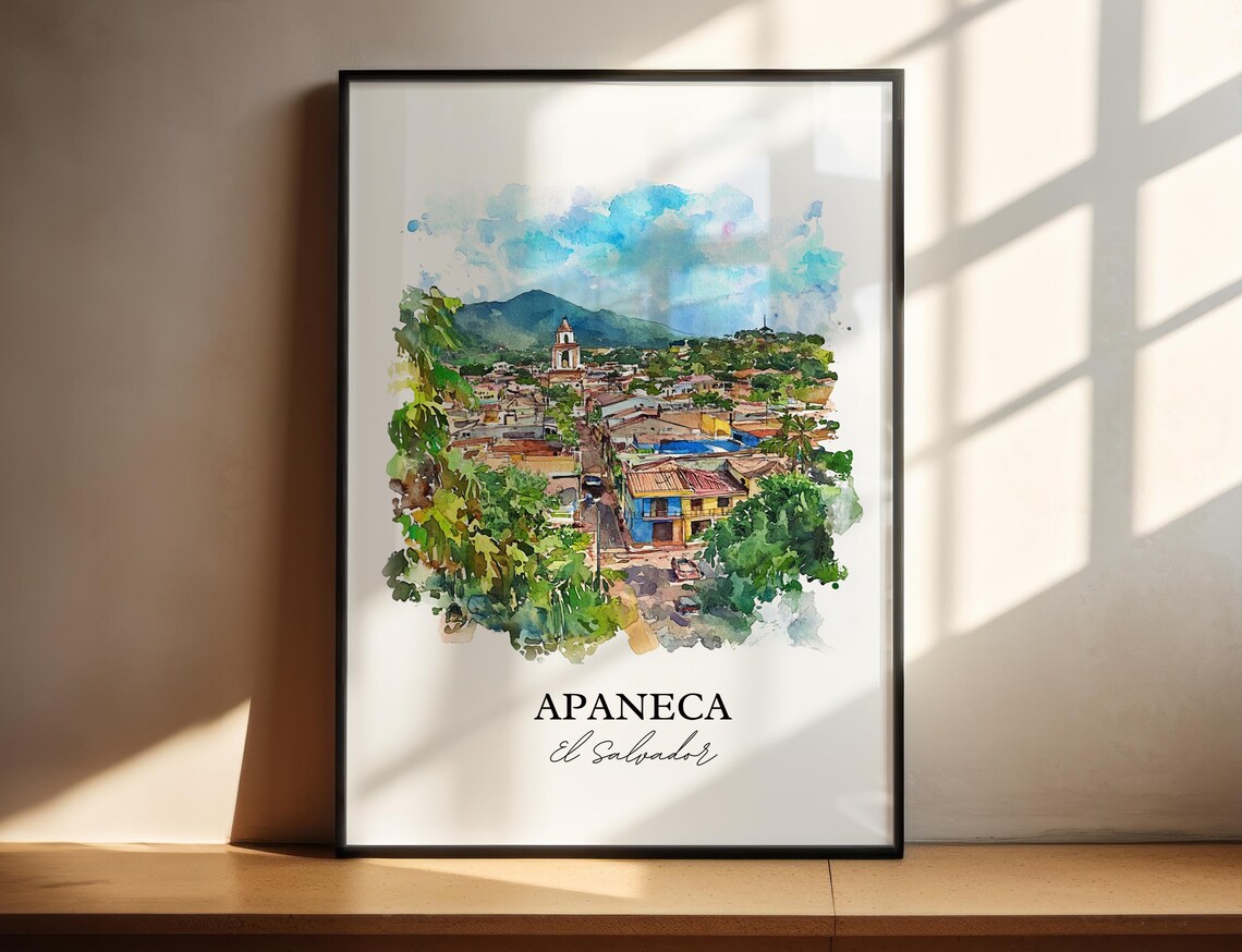 Apaneca El Salvador Ruta de las Flores Town Watercolor Poster