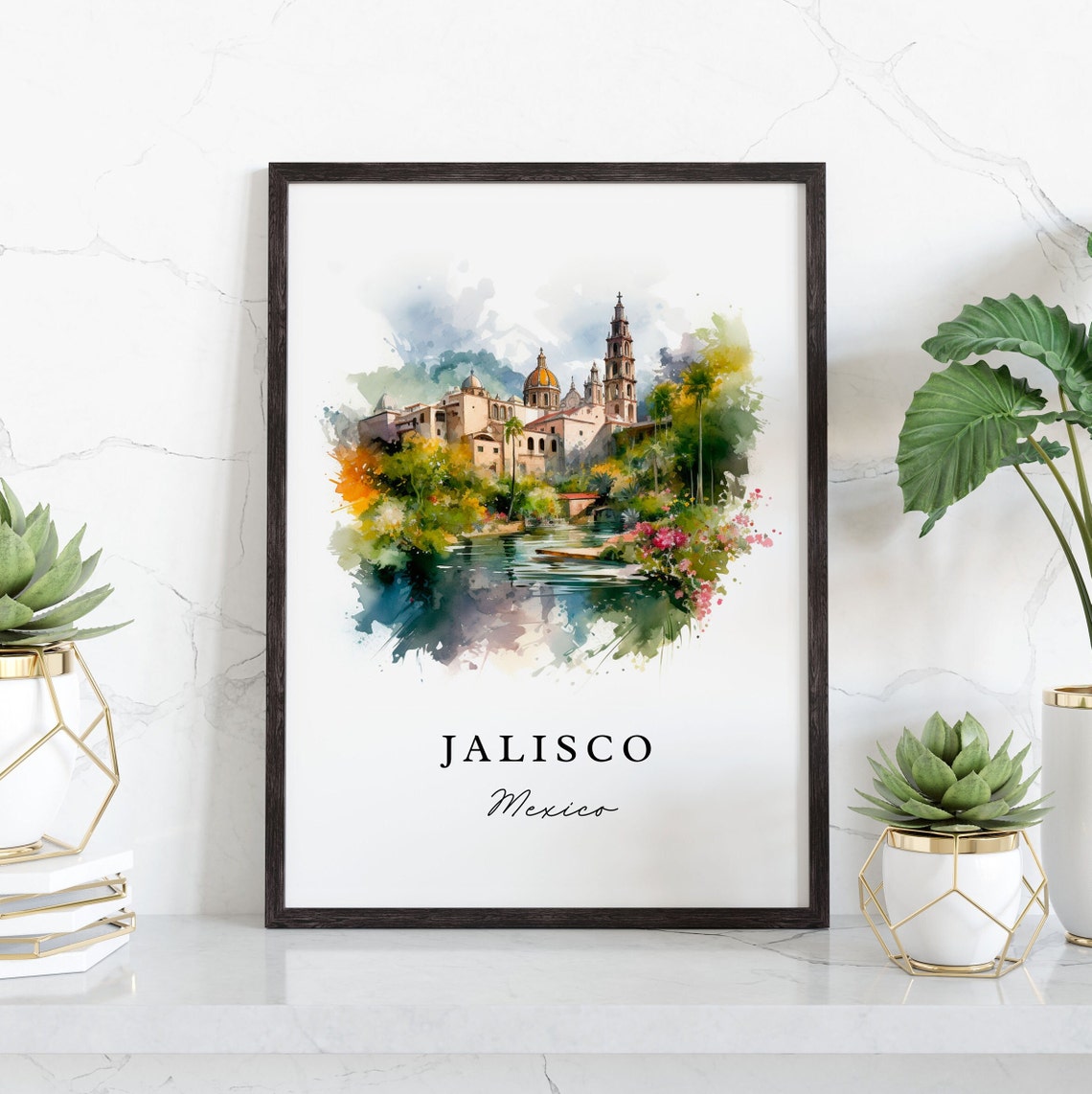 Jalisco Traditional Travel Art Mexico Poster Print Wedding Gift Birthday Present Custom Text Perfect - Image 4