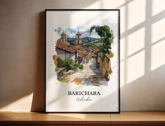 Barichara Wall Art Colombia Print Watercolor Gift Travel Poster Housewarming