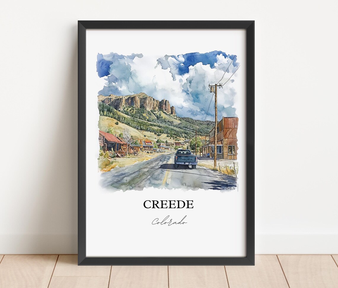 Creede Colorado Historic Mountain Mining Town Watercolor Poster - Image 3