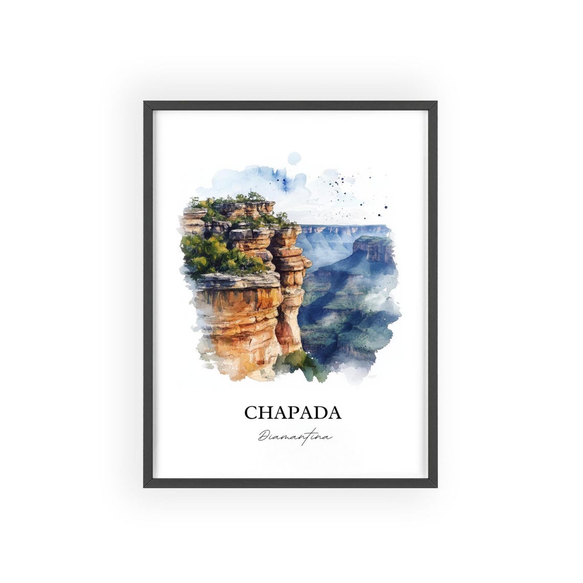Chapada Diamantina Brazil Canyon Cliffs Watercolor View Poster - Image 2