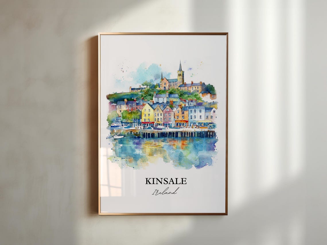 Kinsale Ireland Watercolor Colorful Harbor Town Historic View Poster - Image 5