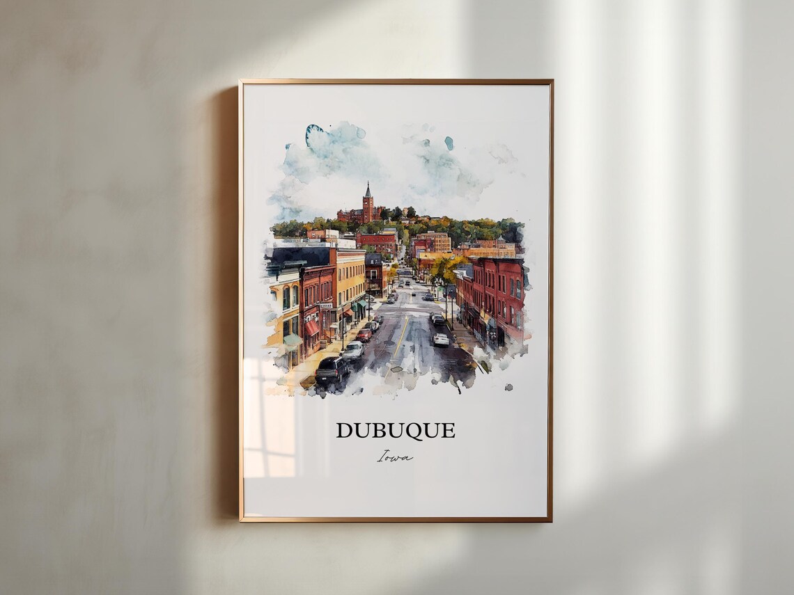 Dubuque Ia Watercolor Travel Poster, Iowa Print - Image 2