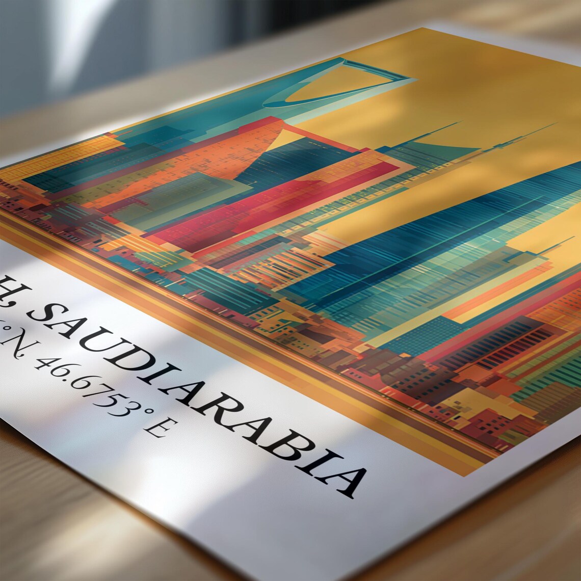 Riyadh Saudi Arabia Retro Kingdom Tower Skyline Vintage Travel Decor Poster - Image 6