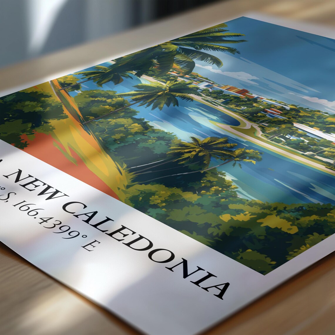 Noumea New Caledonia Palm Bay Tropical Coast Retro Travel Poster - Image 7