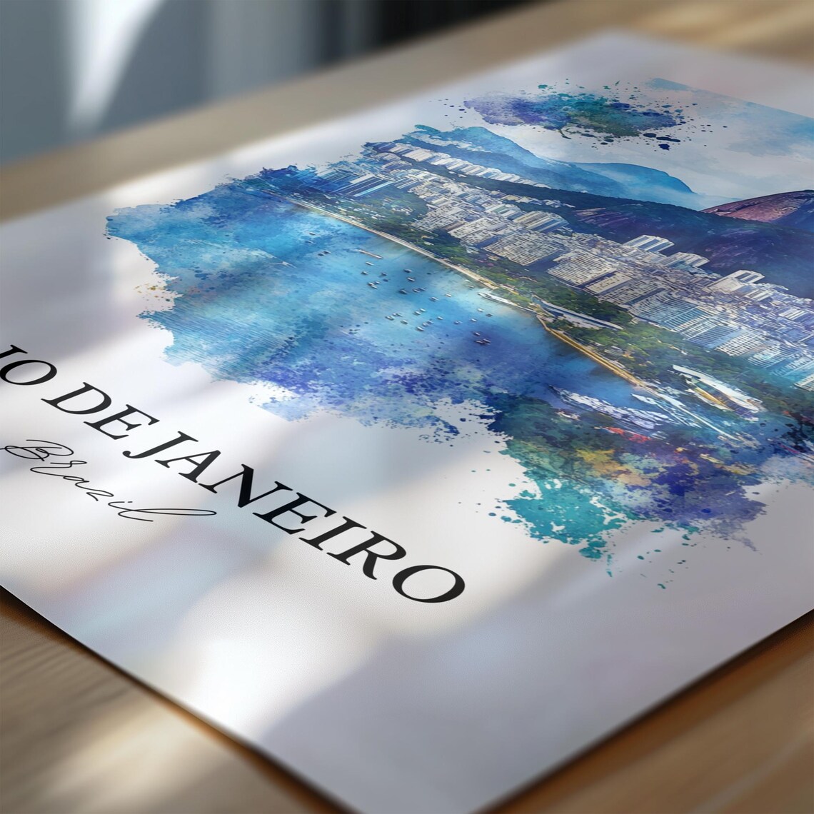 Rio de Janeiro Brazil Sugarloaf Bay Watercolor Beach Scene Poster - Image 6