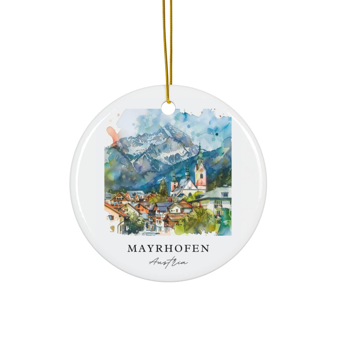 Mayrhofen Austria Christmas Travel Poster Print