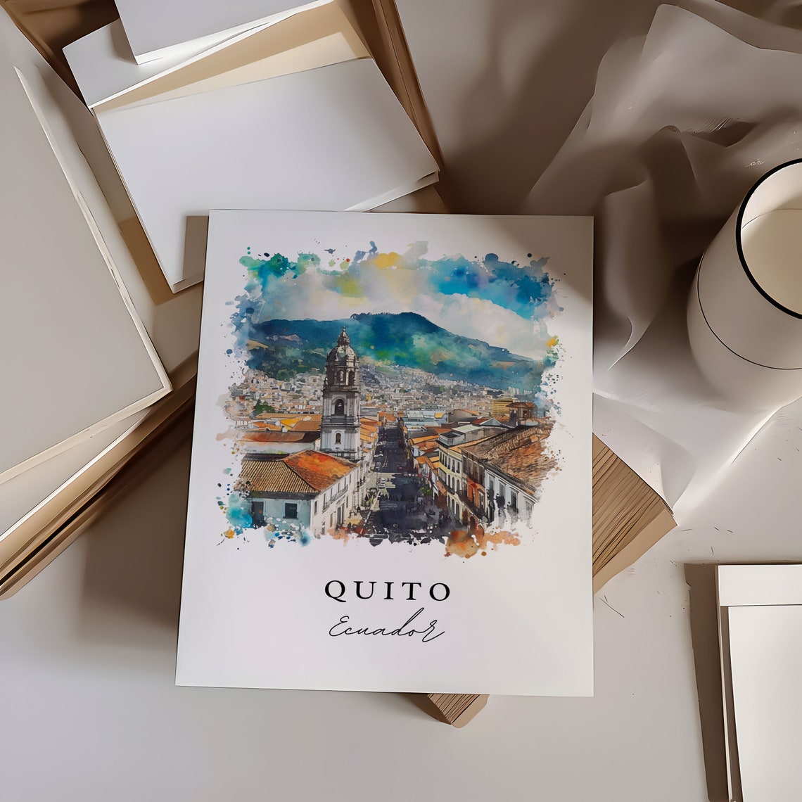 Quito Ecuador Wall Art Print Wedding Gift Birthday Present Custom Text Perfect - Image 6