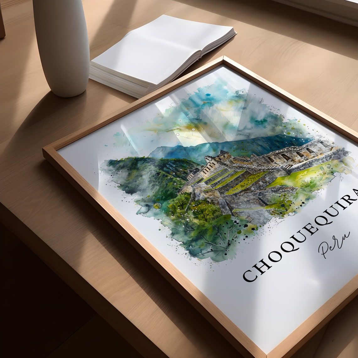 Choquequirao Peru Ancient Stone Ruins Watercolor Travel Poster - Image 5